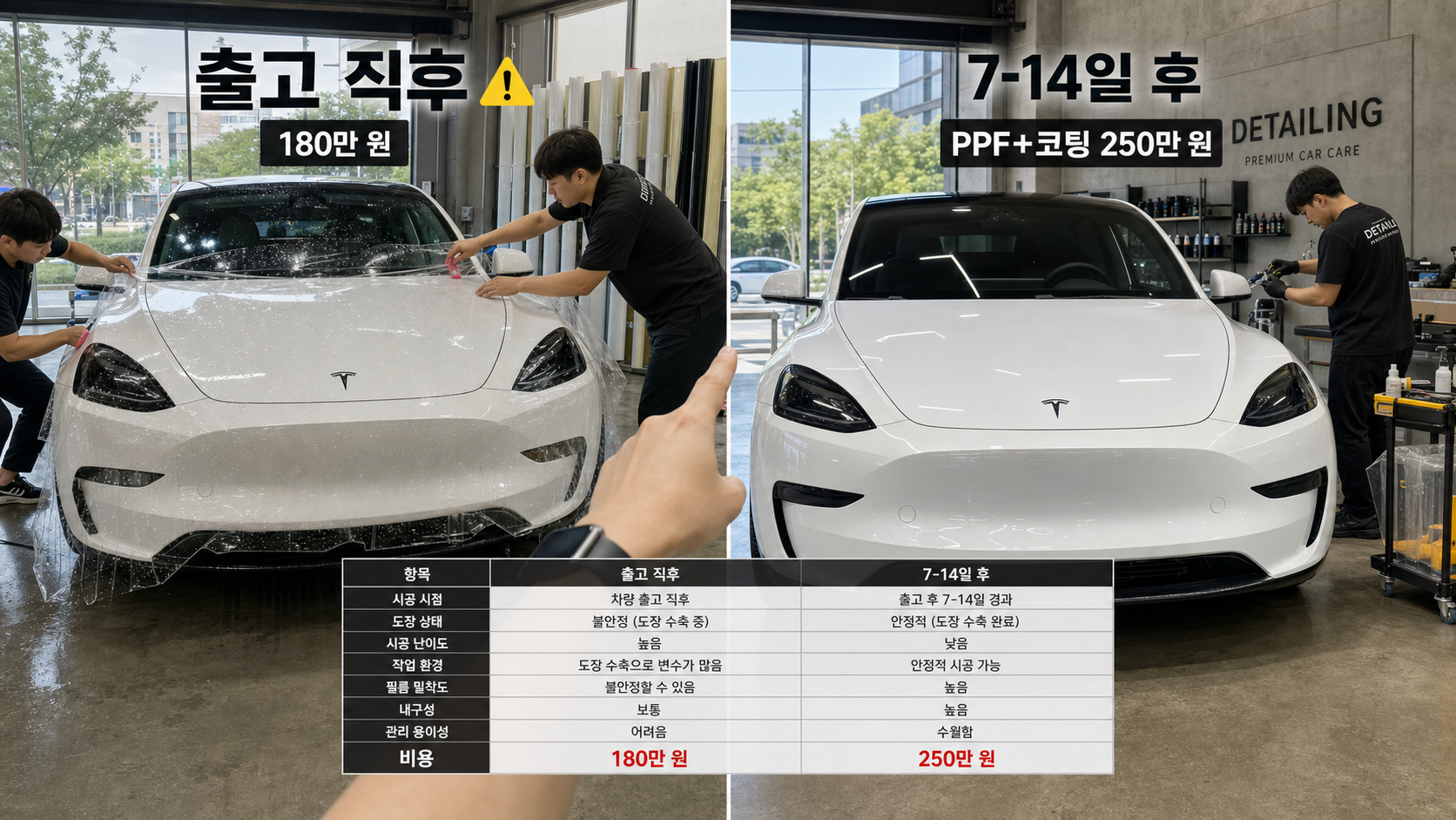 신차 PPF 코팅 시공 시기와 테슬라 출고 후 최적 순서